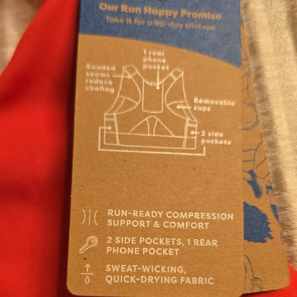 Brooks Running Sports Bra Crop Top High Neck Bold Red 38E(DD) - Picture 6 of 16